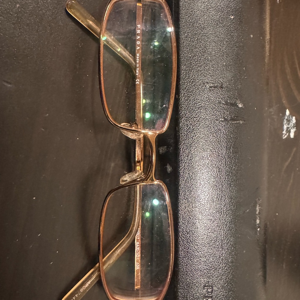 Prada Gold Rectangular Eyeglasses - image 1
